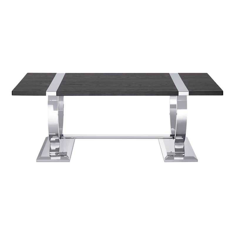 Furniture of America Carra Modern Stainless Steel O-Shaped Trestle Base Coffee Table