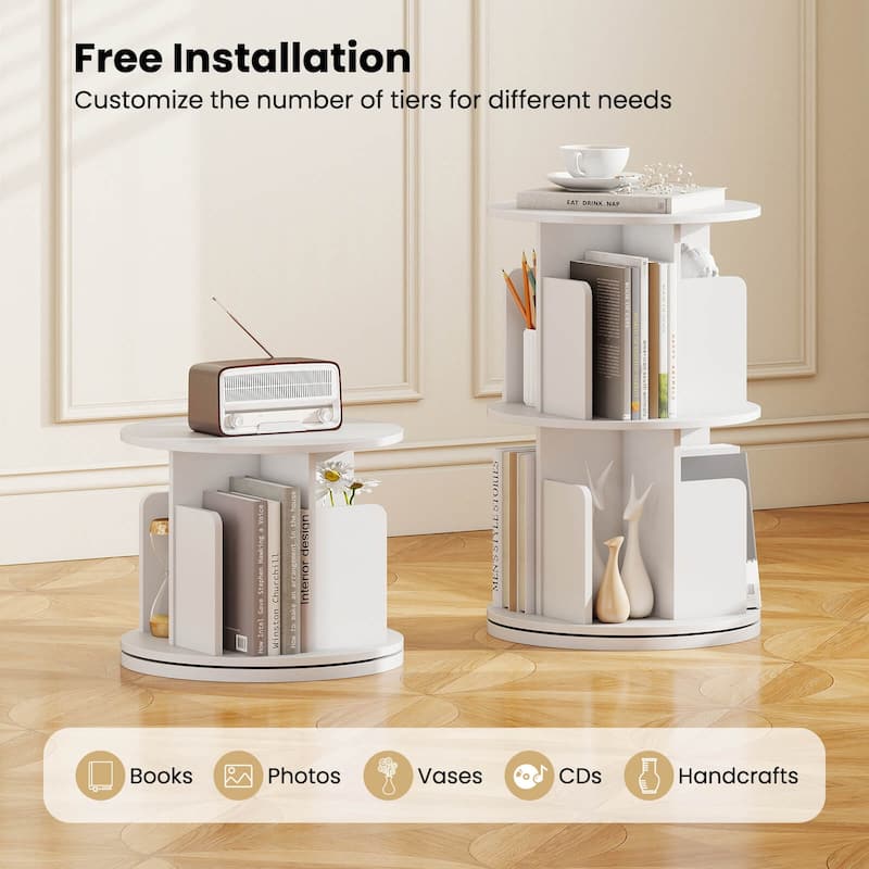 Costway 1/2 PCS 2-Tier Rotating Bookshelf 360° Display Rack with - See Details