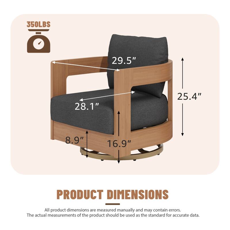 Outdoor Swivel Chair Conversation Set 360-Degree Solid Wood Eucalyptus