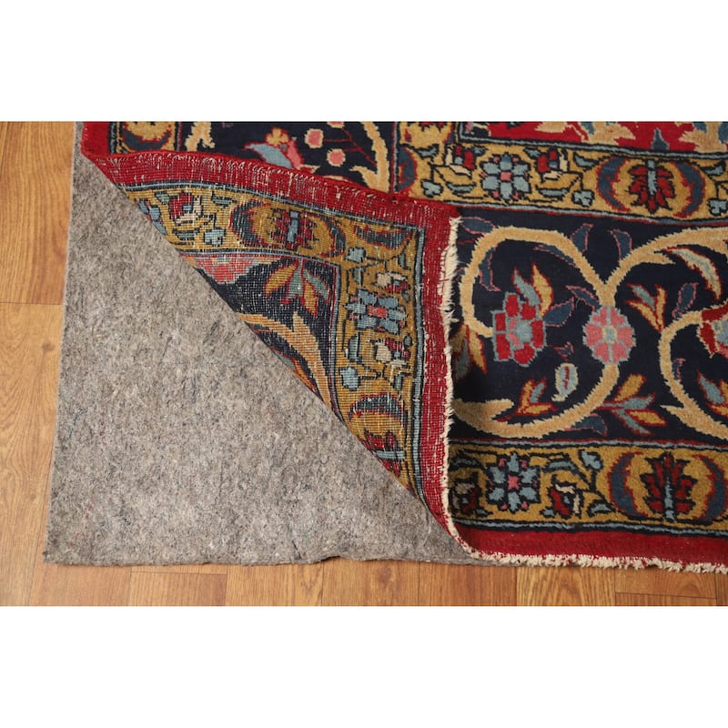 Hand Knotted Oriental 100% Wool Carpet Traditional All-Over Red Kerman Area Rug - 12' 2'' X 9' 2''