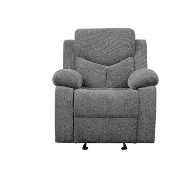 Chenille Upholstered Glider Recliner in Gray Finish