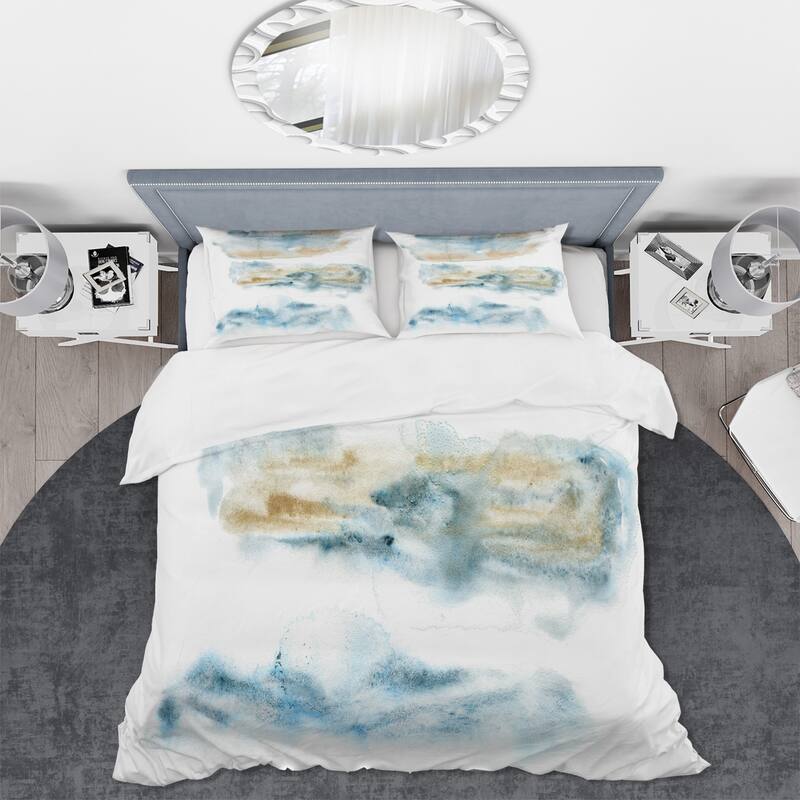 Designart 'Abstract Of Dark Blue Clouds III' Modern Duvet Cover Set
