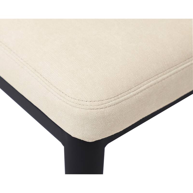 NADAAL STUDIOS Lyra Dining Chair, Barrel-Style Back, Iron Frame, Warm Beige Upholstery - Set of 2