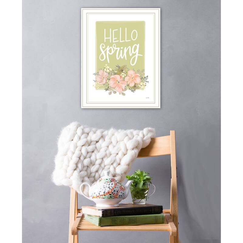TrendyDecor4U Contemporary "Hello Spring Floral" Framed Print Wall Art