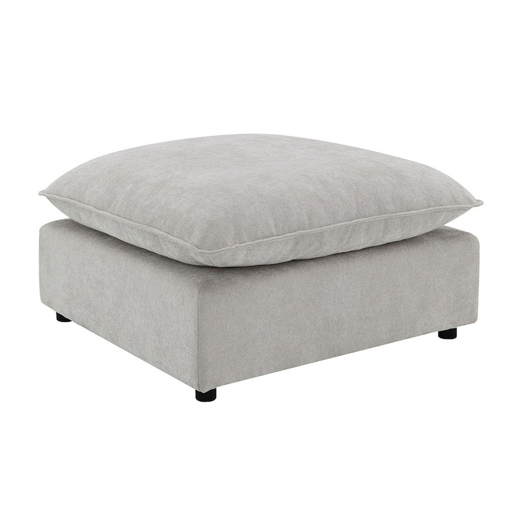 Boucle Fabric Upholstered Square Ottoman in Beige