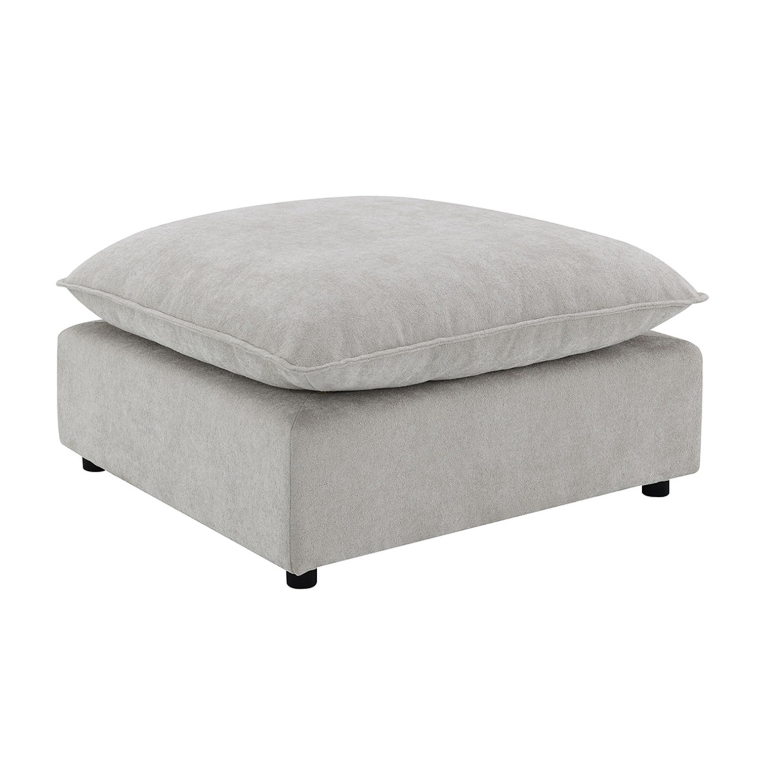 Boucle Fabric Upholstered Square Ottoman in Beige