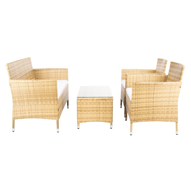 SAFAVIEH Outdoor Tamya 4-Piece Patio Conversation Set - 41W x 31D x 23H