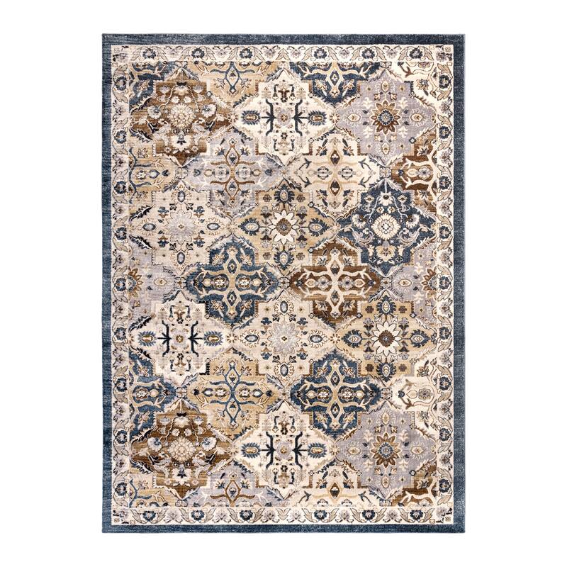 Gertmenian Herne Merrick Traditional Medallion Border Blue/Beige Area Rug