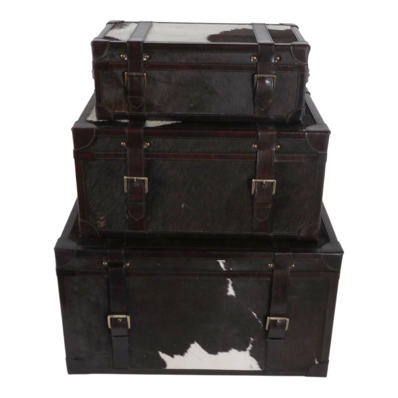 Storage Trunks with Buckle Detail - Set of 3 - 17", 15", 11" Multi - 27.0"