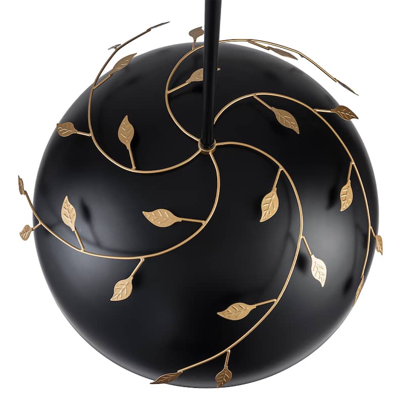 8-Light Matte Black Dome Pendant Light with Gold Interior for Kitchen - Dia.19.69-in