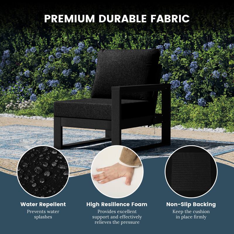 Polytrends Endless Patio Deep Seating Right Arm Chair with Black Frame