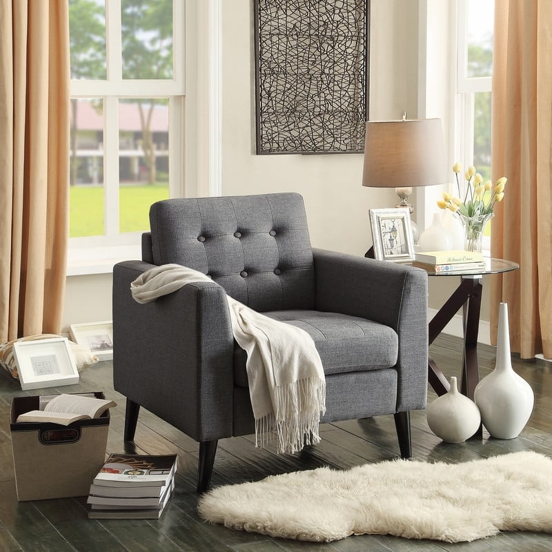 Grana Tufted Buttons Foam-padded Armchair, Loveseat in Multiple Colors
