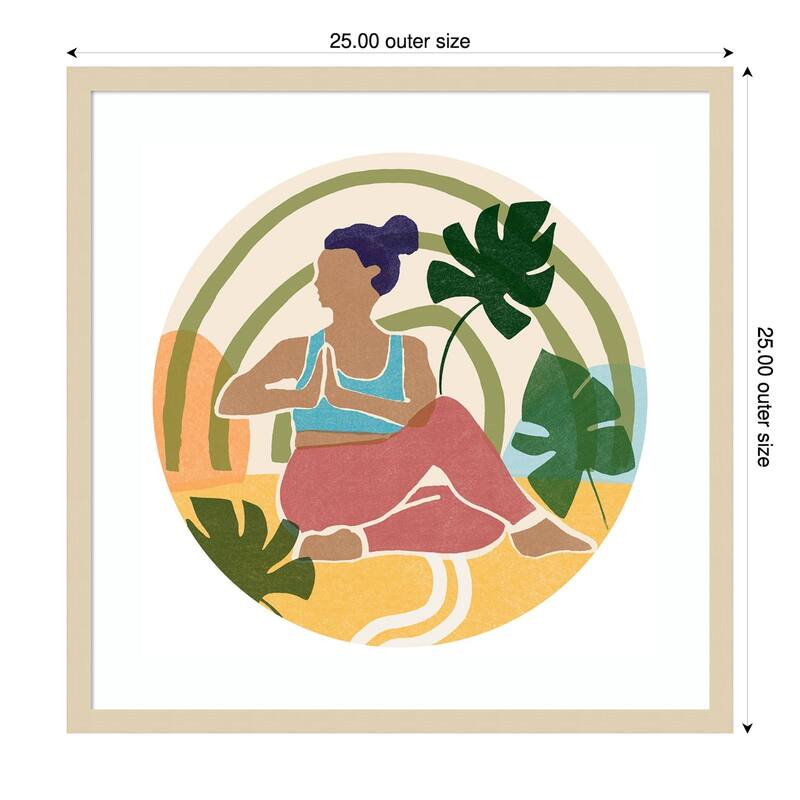 Om Together Marichi by June Erica Vess Wood Framed Wall Art Print - 25 x 25 in - Brown