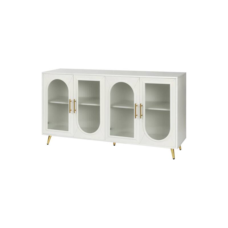TV Stand with Storage Cabinet & Adjustable Shelves, Media TV Console