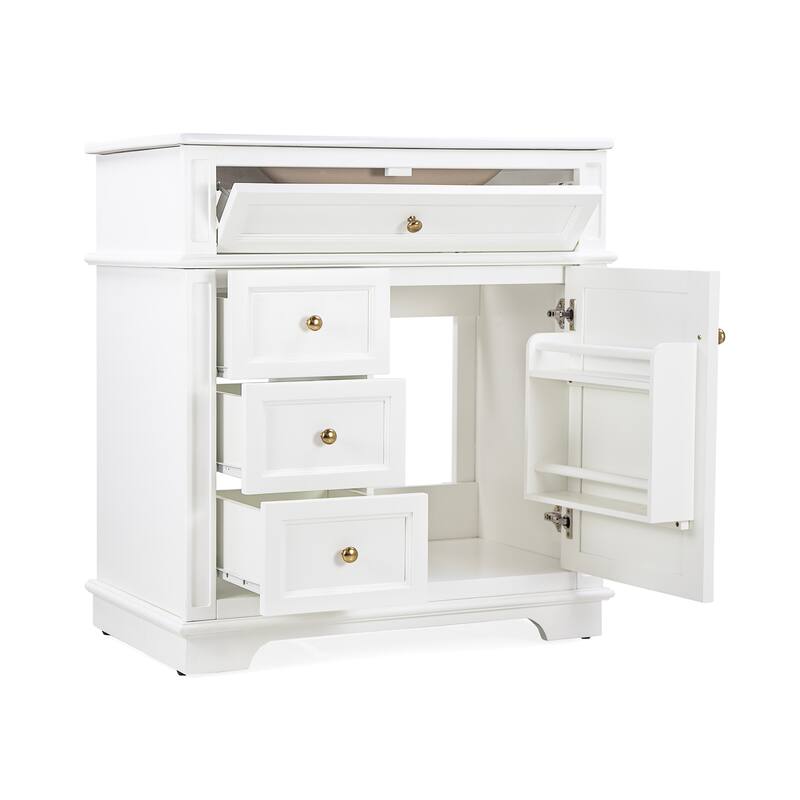 Modern 30-Inch Freestanding Vanity with Ceramic Sink, Soft-Closing Door, Drawers, and Painted Finish