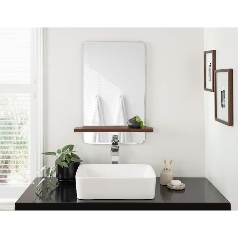 Kate and Laurel Fosset Frameless Mirror with Shelf