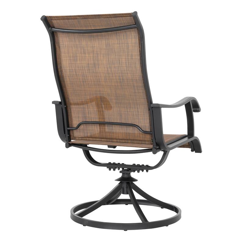 Patio 5PCS Metal Textilene Dining Set with Umbrella Hole and Swivel Chairs