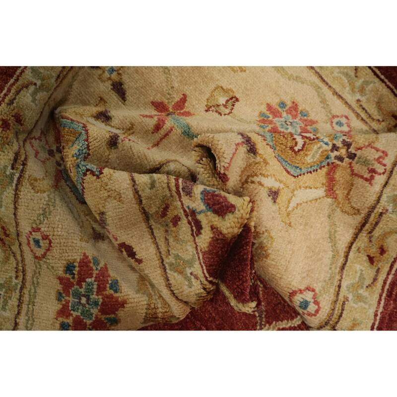 Hand Knotted Oriental 100% Wool Carpet Traditional All-Over Oranges & Rust Peshawar Area Rug - 9' 7'' X 7' 7''
