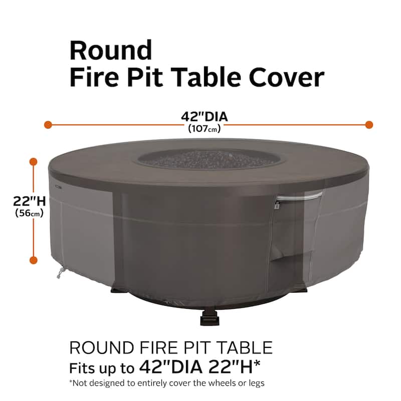 Classic Accessories Ravenna Water-Resistant 42 Inch Round Fire Pit Table Cover