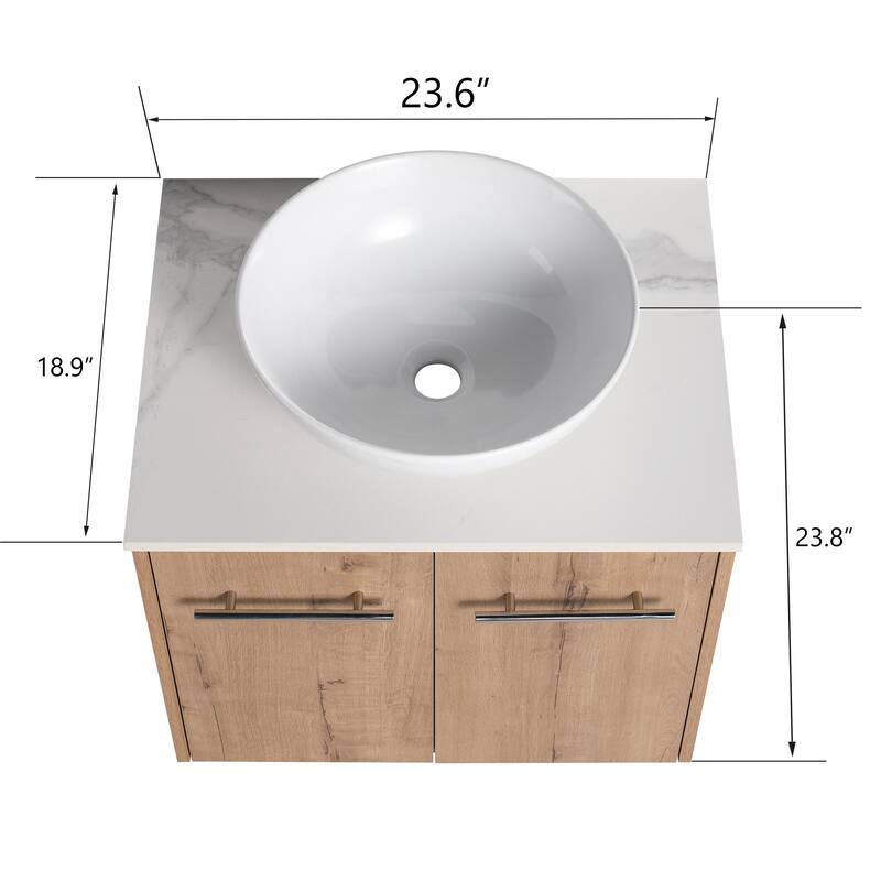 Bathroom Vanity With Sink In 24/30 Inch, Floating Bathroom Vanity With Soft Close Door