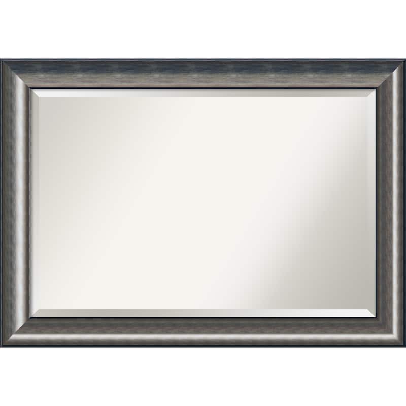 Beveled Wood Bathroom Wall Mirror - Quicksilver Scoop Frame - Outer Size: 42 x 30 in