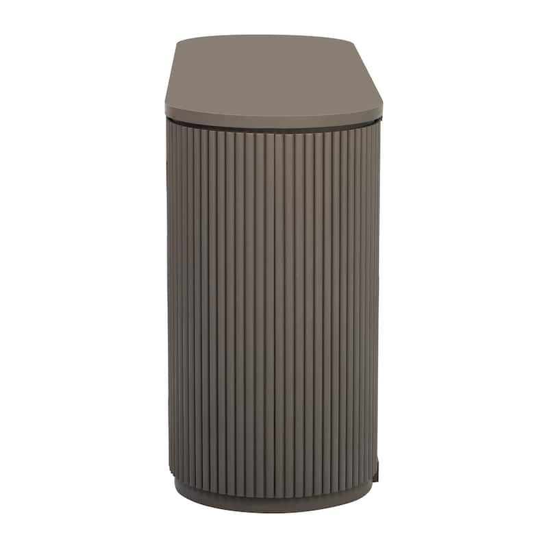 Round Edges Storage Cabinet Brown Coffee Bar Cabinet Buffet Cabinet, Side Cabinet Console Table for Living Room Entryway