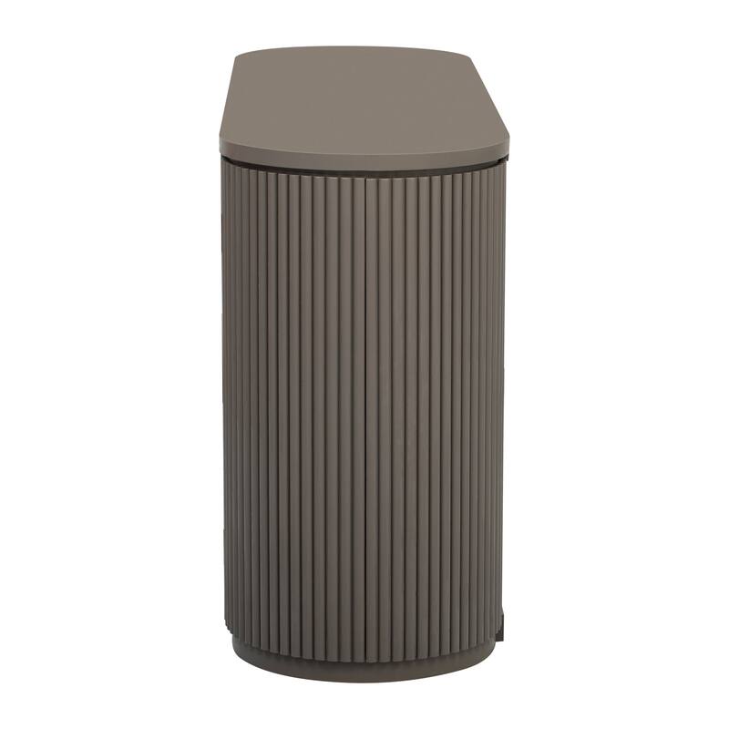 Vertical Striped Door Storage Cabinet, Multi-Functional Wooden Buffet Sideboard, Console Cabinet with Adjustable Shelves