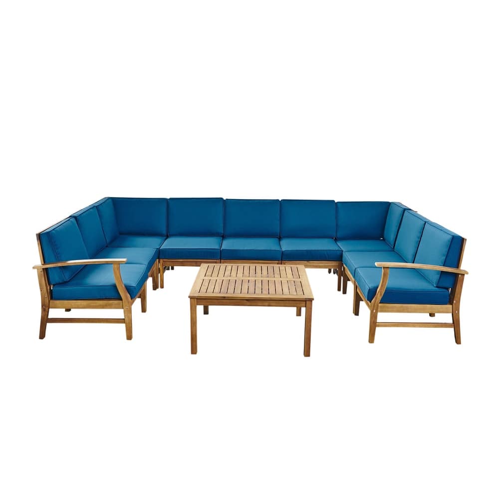 Perla 9-seater Acacia Wood Sectional Sofa Set by Christopher Knight Home