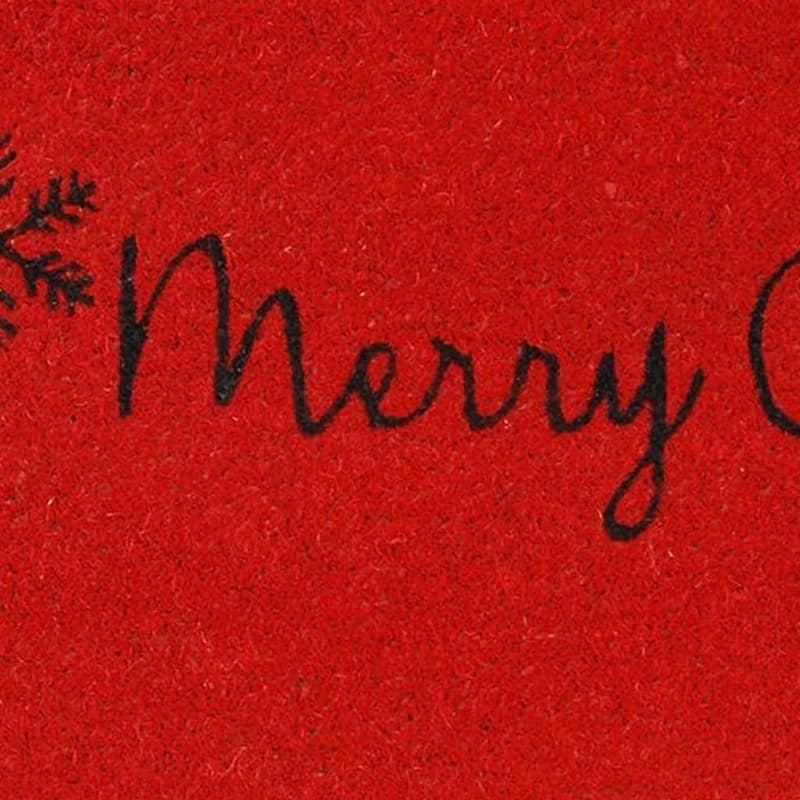 HomeRoots 17" X 29" Red And Black Coir Merry Christmas Outdoor Door Mat - 17' X '29