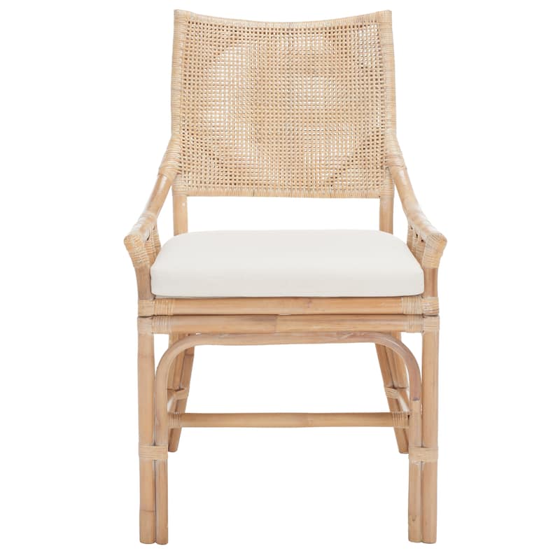 SAFAVIEH Azrielle Coastal Rattan Cushion Chair - 22" W x 24" L x 37" H - 22"W x 24"D x 37"H