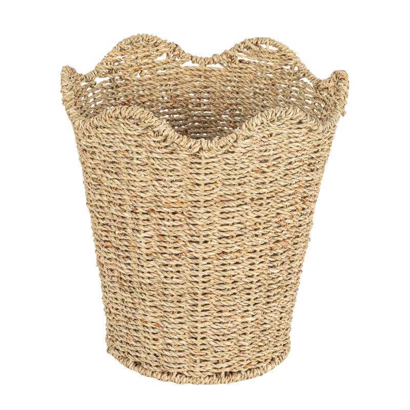 Woven Wastebin with Scalloped Edge