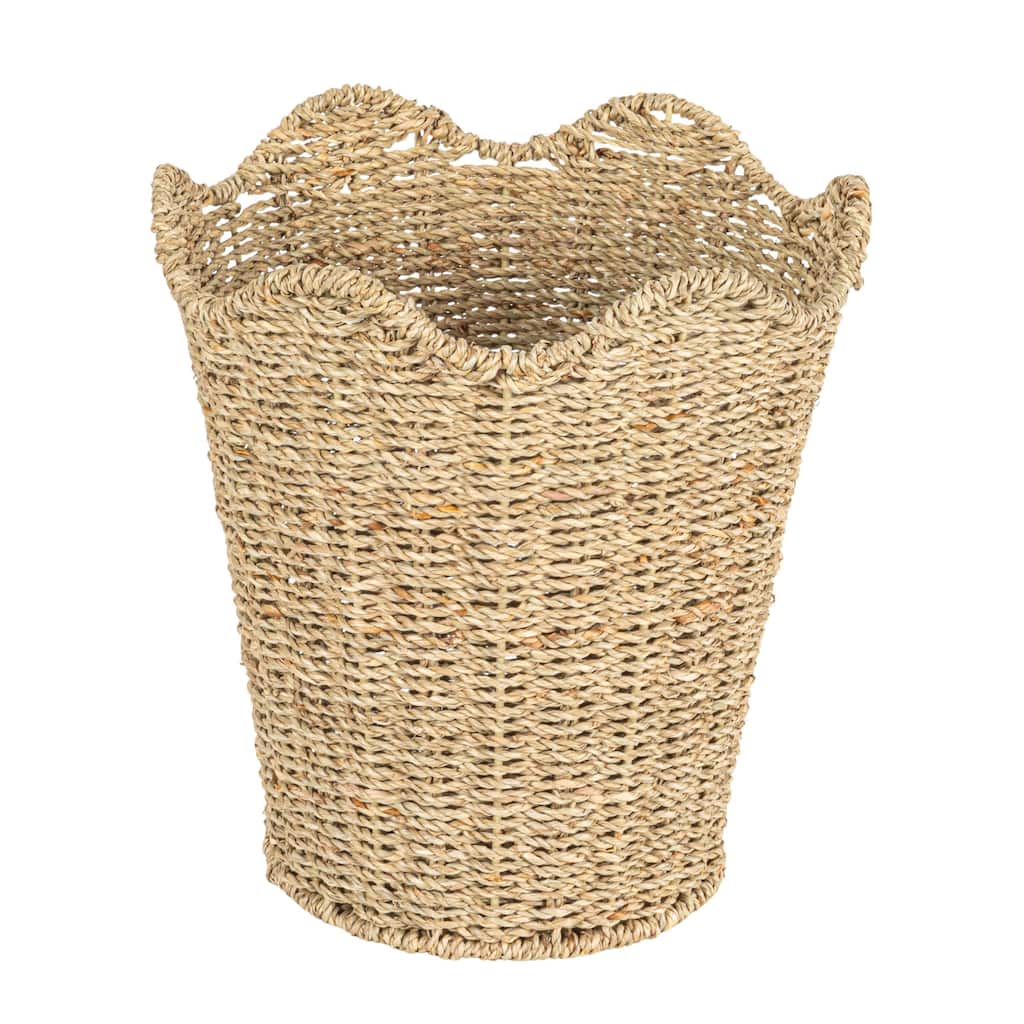 Woven Wastebin with Scalloped Edge