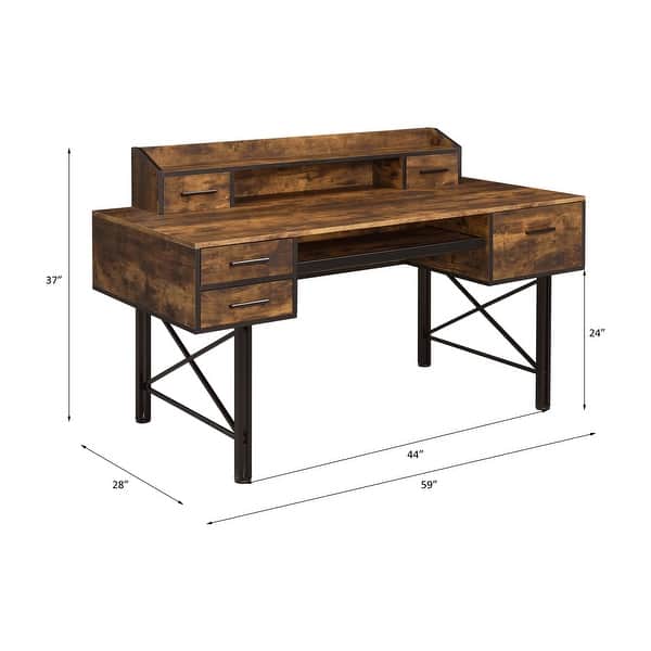 Acme Computer Desk ACME Safea Computer Desk in Weathered Oak and Black - Bed Bath & Beyond ...