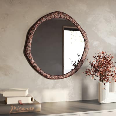 Sierra Abstract Metal Wood Inspired Wall Mirror - 31.5"H x 31.5"W x 0.75"D