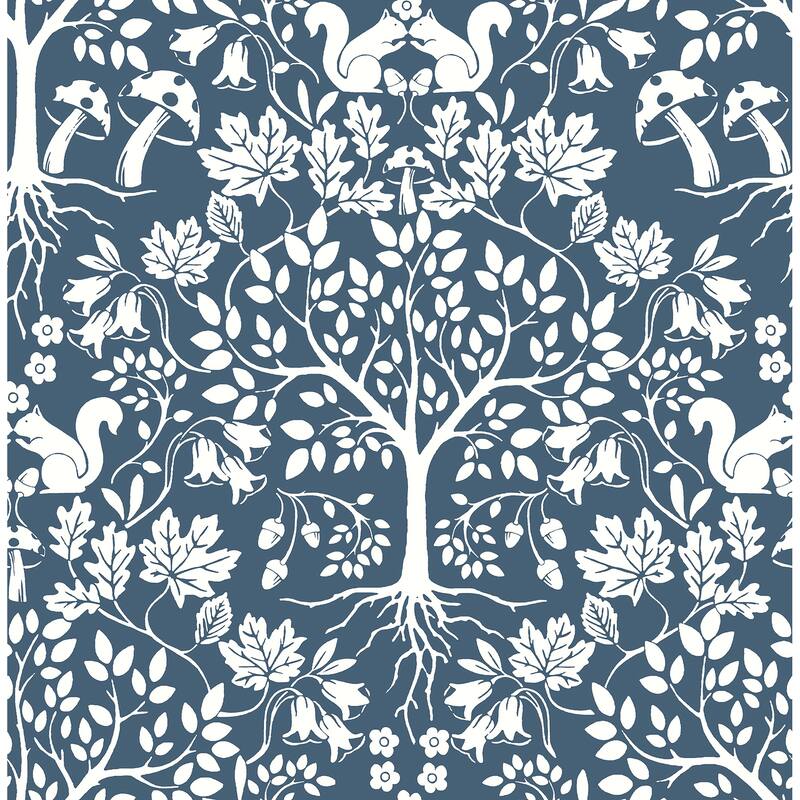 A-Street Prints Leo Navy Tree Wallpaper