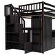 preview thumbnail 111 of 110, Twin/Full Size Loft Bed with Storage Staircase, Wardrobe and Desk, Solid Wood Loft Bedframe with 2 Storage Drawers and Shelves