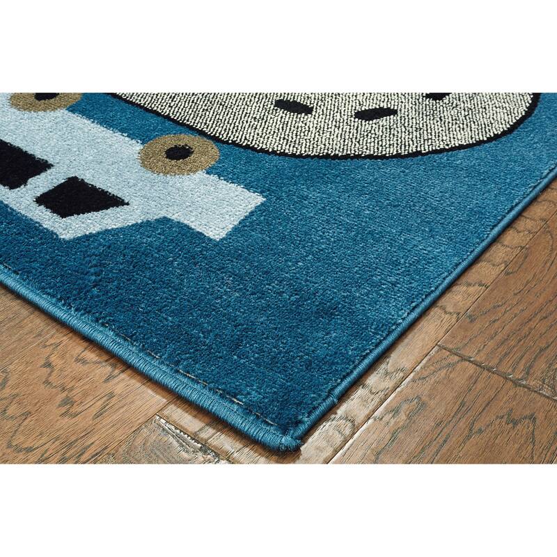 Wren Blue Race Track Children's Indoor Area Rug by Sevita