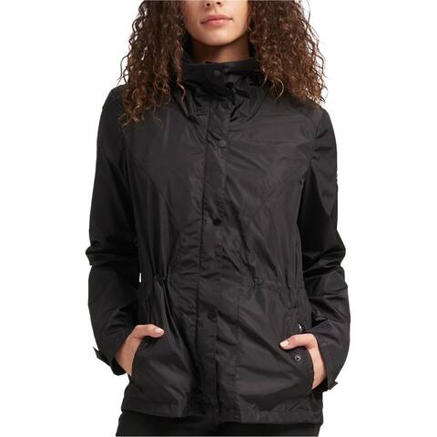 DKNY Womens Hooded Jacket, Black, Large
