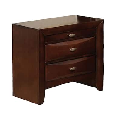 Cherry Brown/ Nickel 3 Drawer 25.5 in. W Nightstand with Sturdy Hardware and Ample Storage