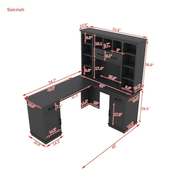 L-shaped home and office computer desk with storage - Bed Bath & Beyond ...