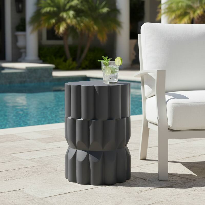 Christopher Knight Home - Modern Handmade 13" Lightweight MgO Geometric Accent Side Table for Indoor and Outdoor Use