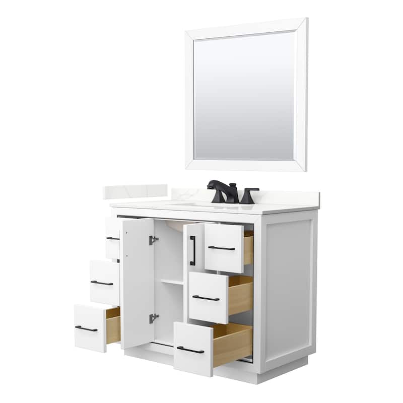 Icon 42-inch Single Vanity, Quartz Top, 34-inch Mirror
