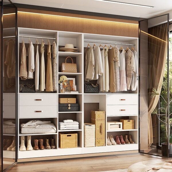 【未開封】Reversible Blouson Perfume Closet 80''W Set of 2 Freestanding Closet System with Drawers, Reversible