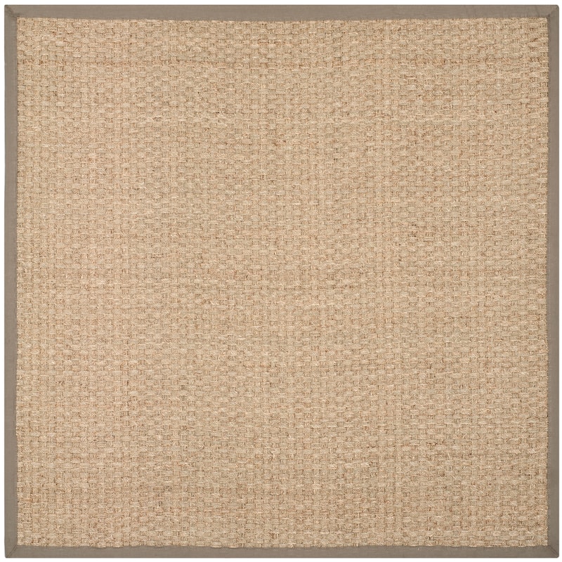 SAFAVIEH Natural Fiber Marina Basketweave Seagrass Rug - 6' Square - Natural/Grey - Square