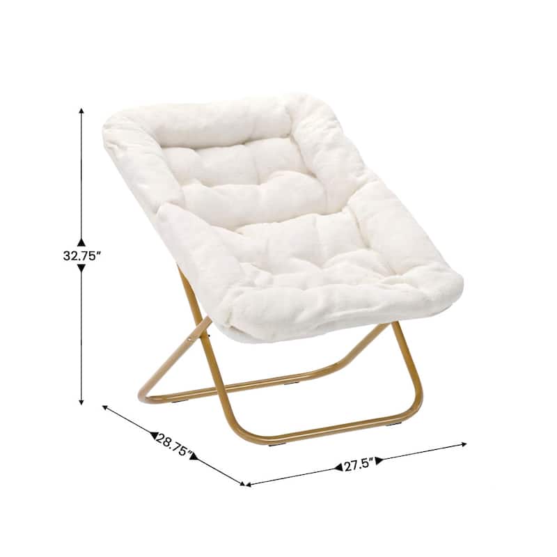 Oversized Folding Upholstered Saucer Chair with Ottoman