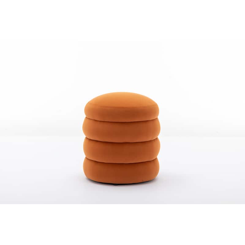 Velvet Round Ottoman Footrest Stool