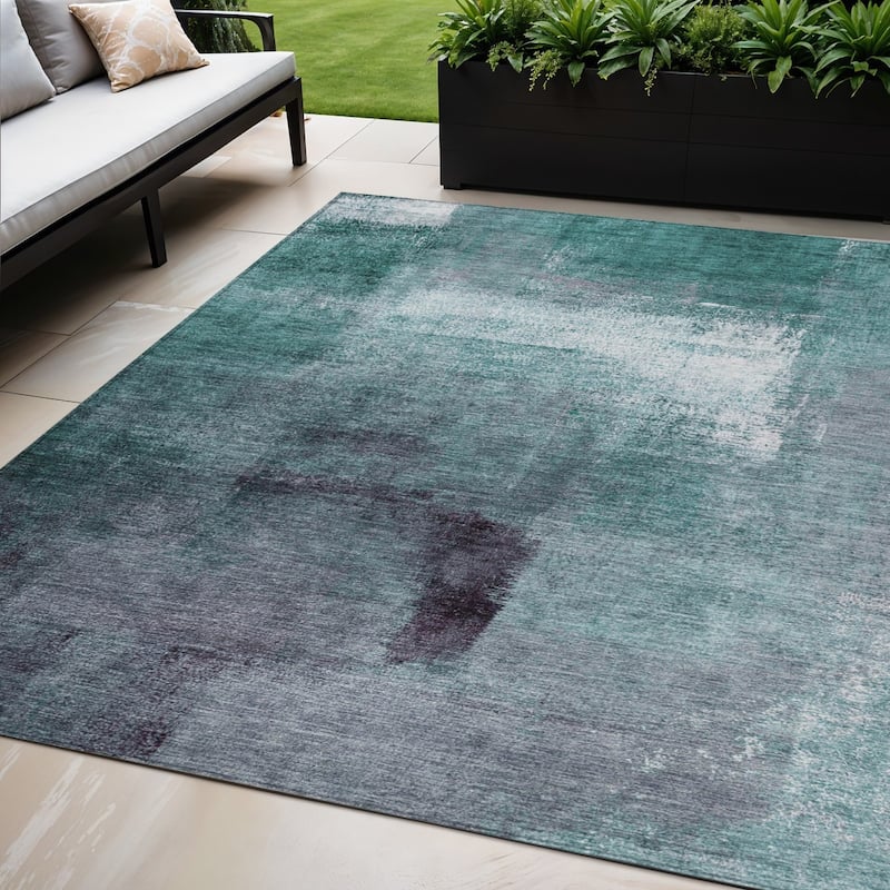 HomeRoots Abstract Transitional Rectangle Outdoor Rug - 5' X 8'
