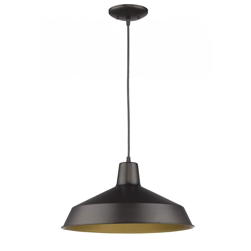 HomeRoots Industrial Brushed Bronze Hanging Light - 15.75' X '8.75' X '15.75