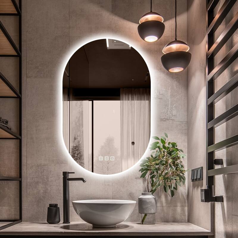 24 in. W x 36 in. H Oval Frameless LED Wall Bathroom Vanity Mirror - 24" x 36"