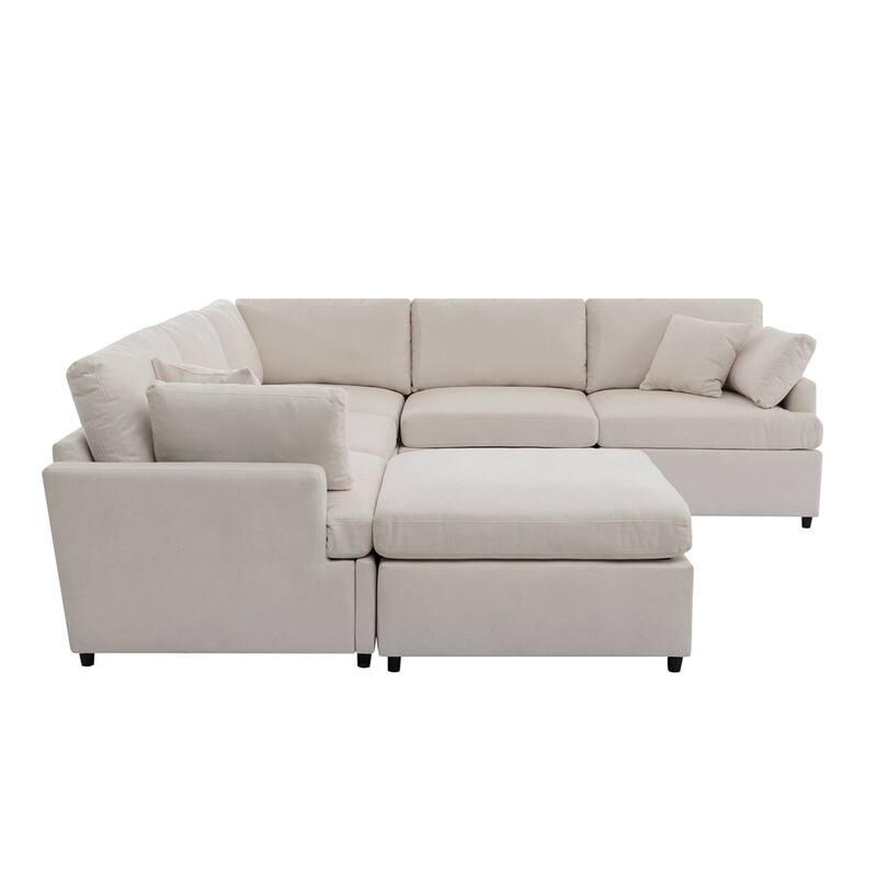 Modern Large Sectional Sofa with Removable Ottomans and Legs